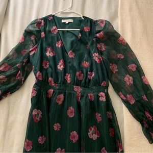 Loft Shimmer Ikat Flounce Midi Dress